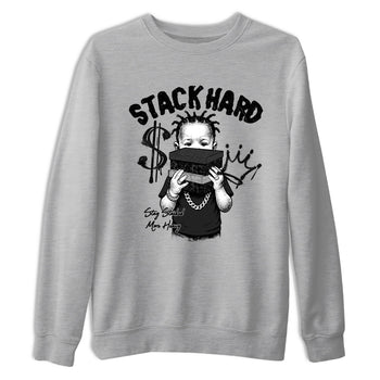 Sneaker match tees – Sneaker Tees To Match Air Jordan 4 Black Cat Shoes – Stack Hard Tee Heather Grey 2