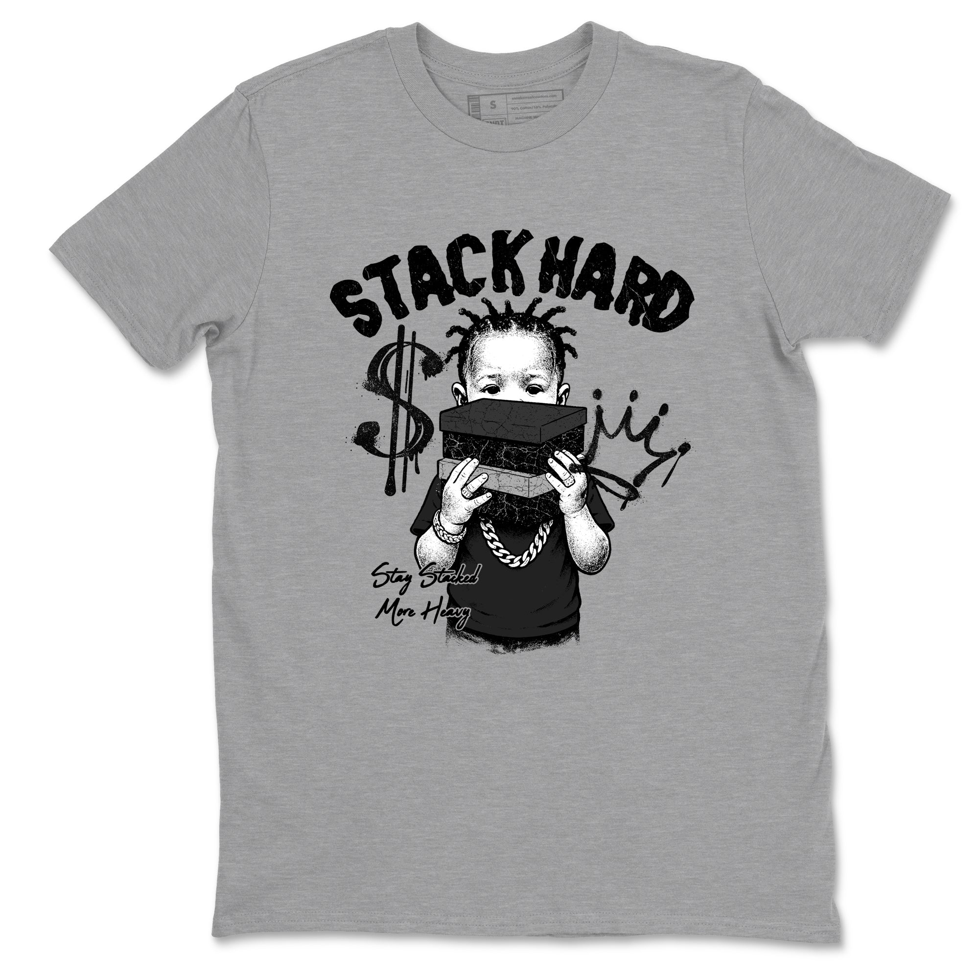 Sneaker match tees – Sneaker Tees To Match Air Jordan 4 Black Cat Shoes – Stack Hard Tee Heather Grey 2