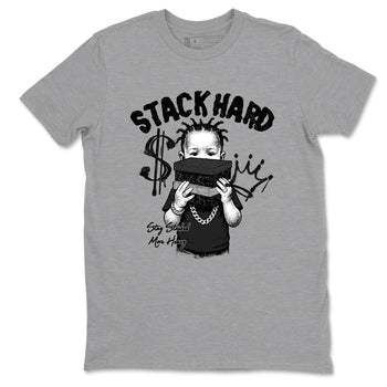 Sneaker match tees – Sneaker Tees To Match Air Jordan 4 Black Cat Shoes – Stack Hard Tee Heather Grey 2