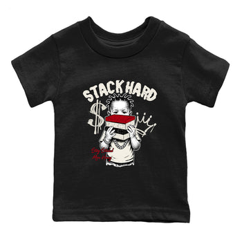 Sneaker match tees – Sneaker Tees To Match Air Jordan 4 Flight Club Shoes – Stack Hard Kids T-Shirt Black 2