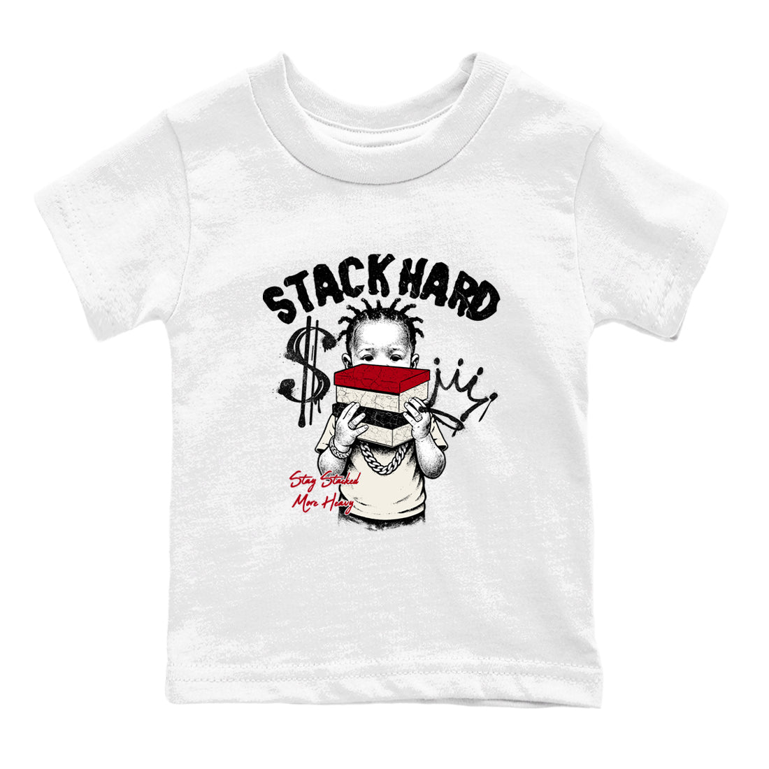 Sneaker match tees – Sneaker Tees To Match Air Jordan 4 Flight Club Shoes – Stack Hard Kids T-Shirt White 2