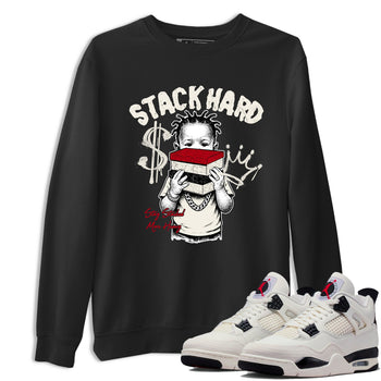 Sneaker match tees – Sneaker Tees To Match Air Jordan 4 Flight Club Shoes – Stack Hard Tee Black 1