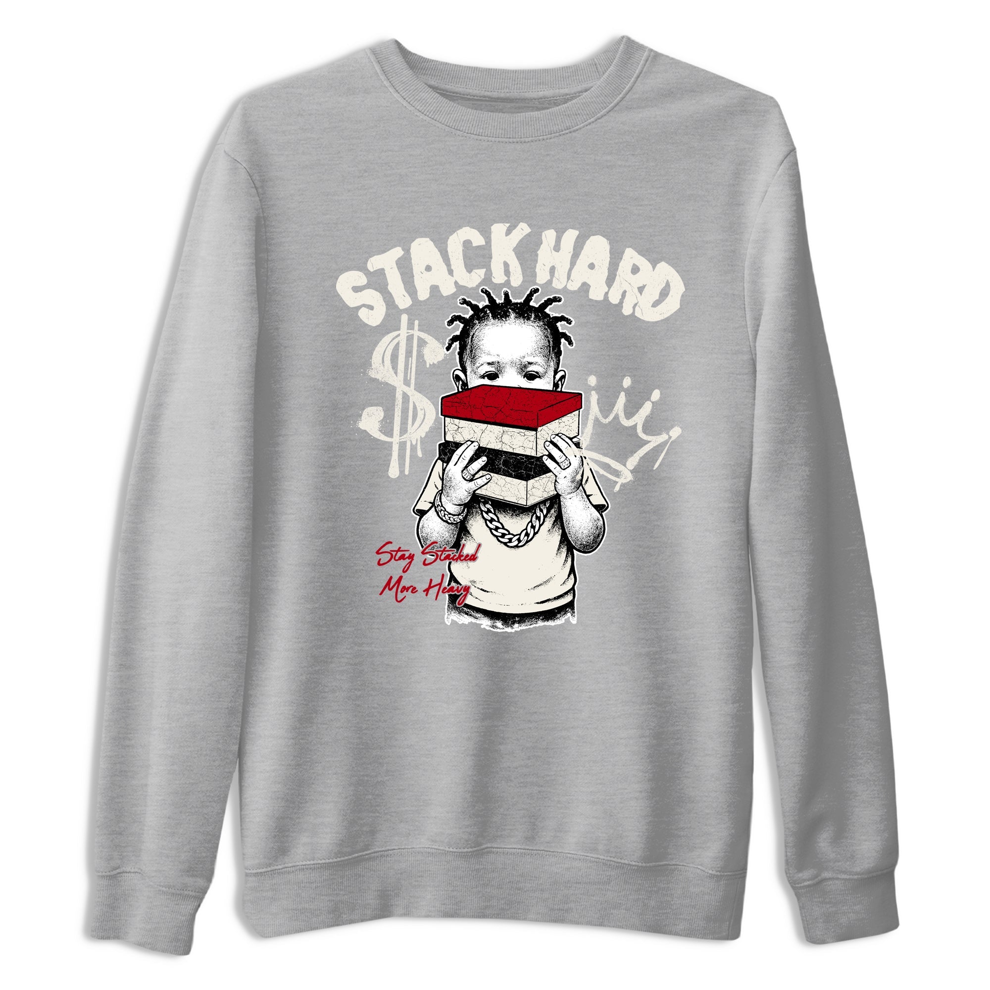 Sneaker match tees – Sneaker Tees To Match Air Jordan 4 Flight Club Shoes – Stack Hard Tee Heather Grey 2