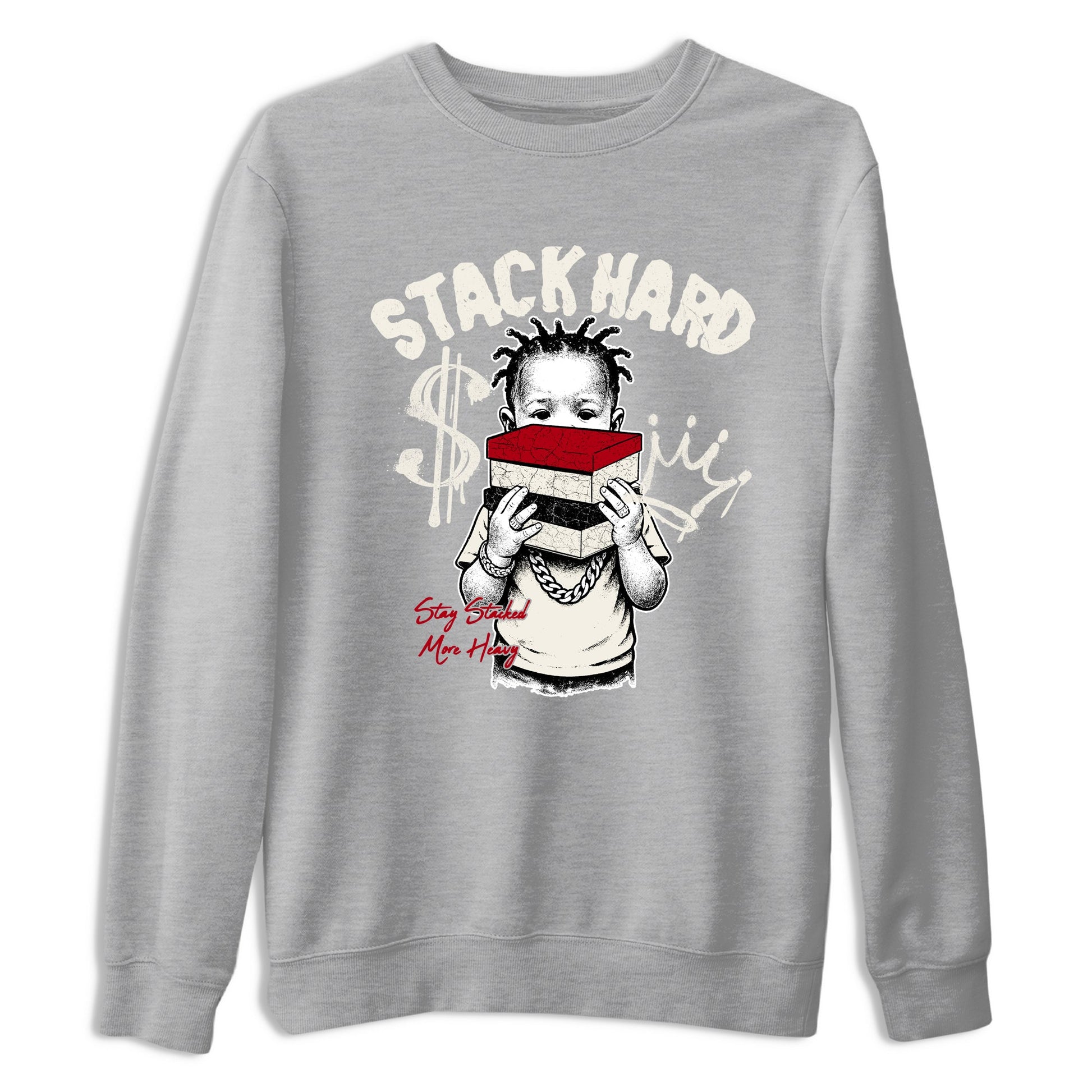 Sneaker match tees – Sneaker Tees To Match Air Jordan 4 Flight Club Shoes – Stack Hard Tee Heather Grey 2
