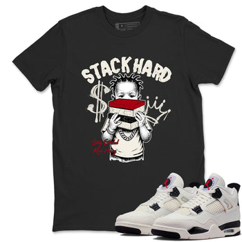 Sneaker match tees – Sneaker Tees To Match Air Jordan 4 Flight Club Shoes – Stack Hard Tee Black 1