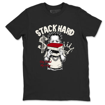 Sneaker match tees – Sneaker Tees To Match Air Jordan 4 Flight Club Shoes – Stack Hard Tee Black 2