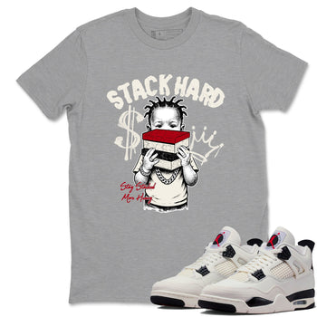 Sneaker match tees – Sneaker Tees To Match Air Jordan 4 Flight Club Shoes – Stack Hard Tee Heather Grey 1