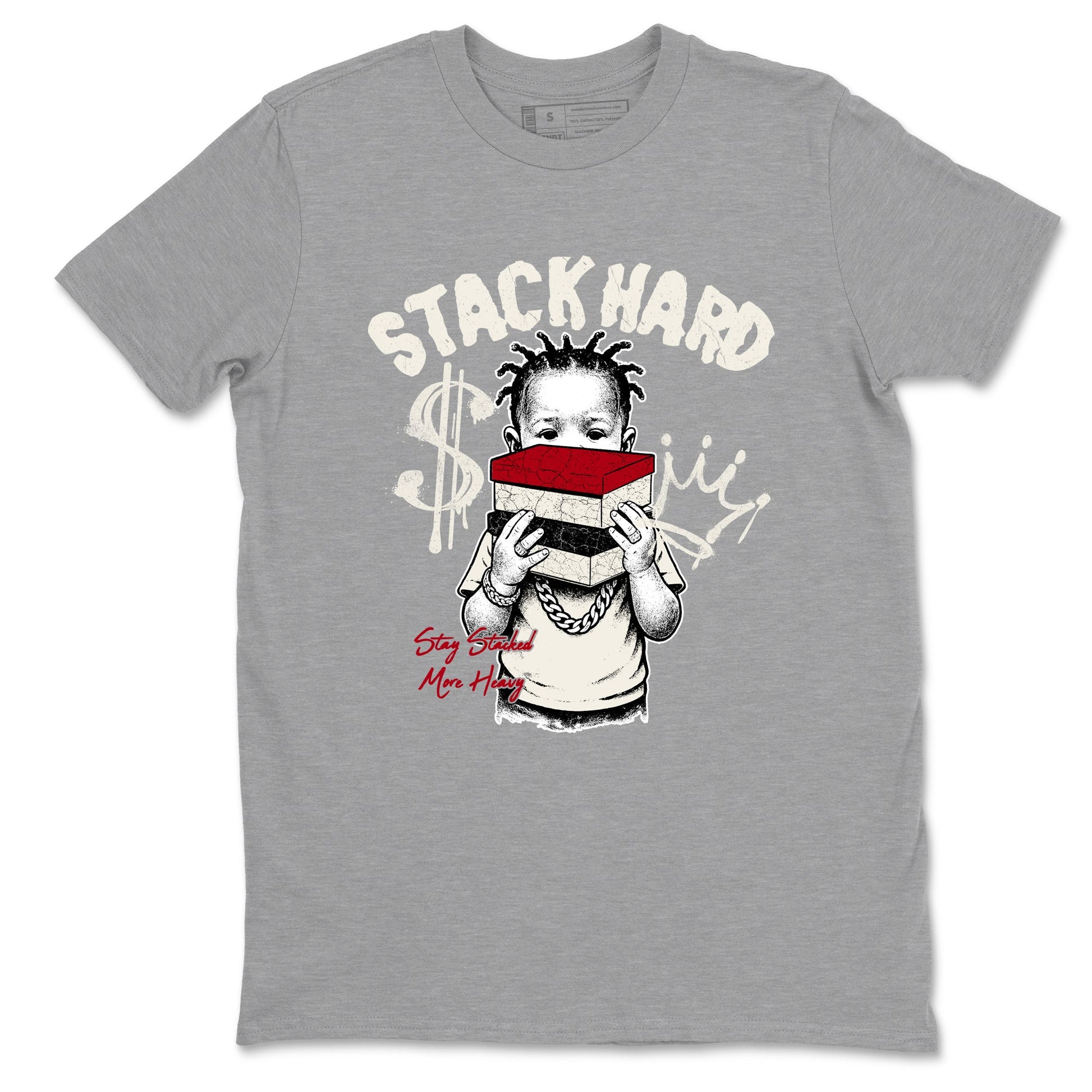 Sneaker match tees – Sneaker Tees To Match Air Jordan 4 Flight Club Shoes – Stack Hard Tee Heather Grey 2