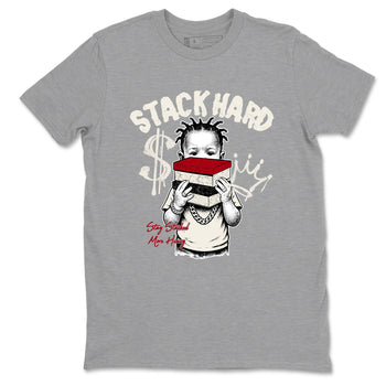 Sneaker match tees – Sneaker Tees To Match Air Jordan 4 Flight Club Shoes – Stack Hard Tee Heather Grey 2