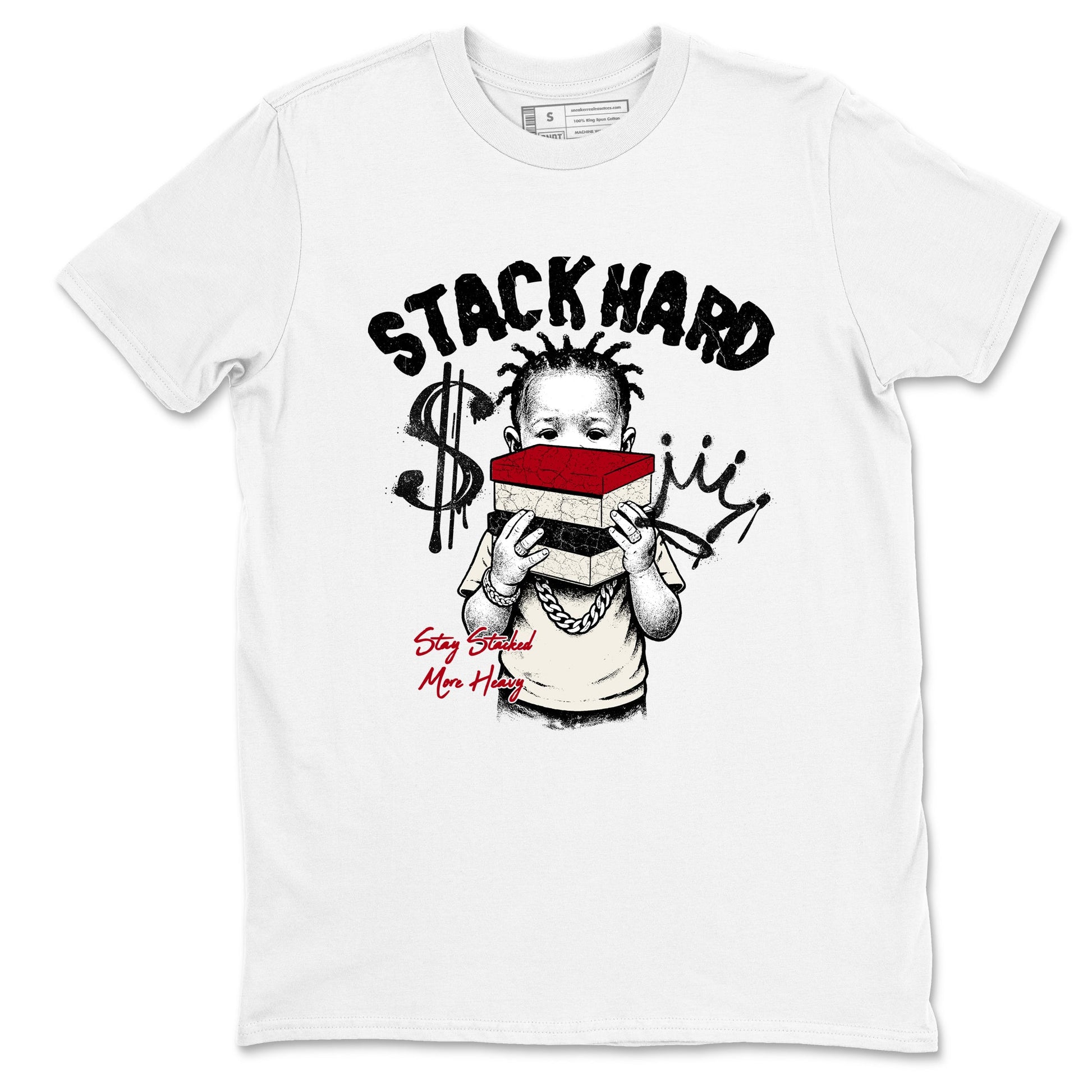 Sneaker match tees – Sneaker Tees To Match Air Jordan 4 Flight Club Shoes – Stack Hard Tee White 2