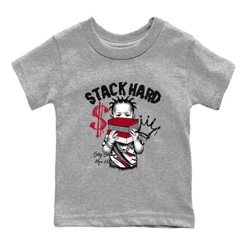 Sneaker match tees – Sneaker Tees To Match Air Jordan 8 Bunny Shoes Air Jordan 8 Bunny White and True Red – Stack Hard Kids T-Shirt Heather Grey 2
