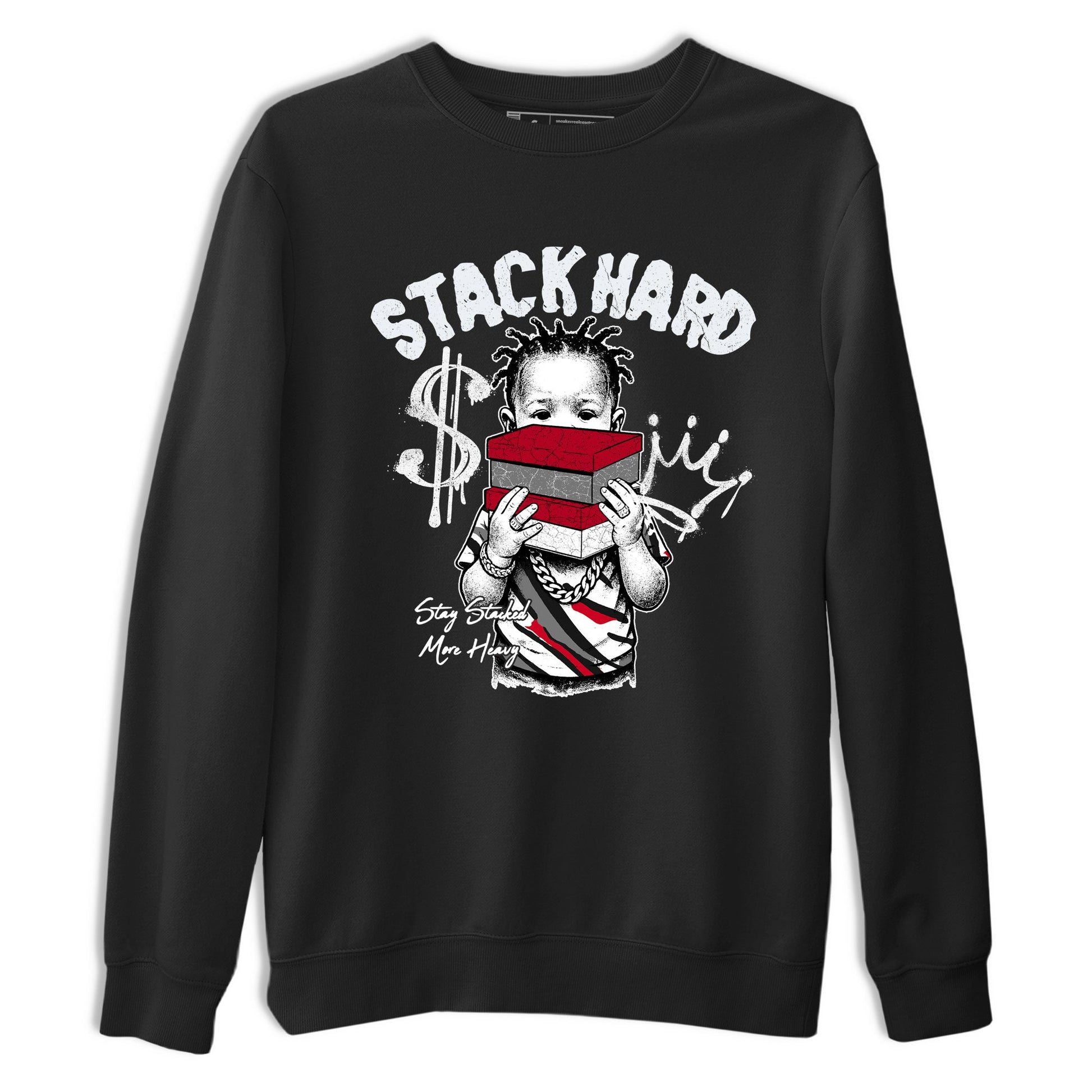 Sneaker match tees – Sneaker Tees To Match Air Jordan 8 Bunny Shoes Air Jordan 8 Bunny White and True Red – Stack Hard Tee Black 2