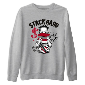 Sneaker match tees – Sneaker Tees To Match Air Jordan 8 Bunny Shoes Air Jordan 8 Bunny White and True Red – Stack Hard Tee Heather Grey 2