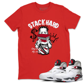 Sneaker match tees – Sneaker Tees To Match Air Jordan 8 Bunny Shoes Air Jordan 8 Bunny White and True Red – Stack Hard Tee Red 1