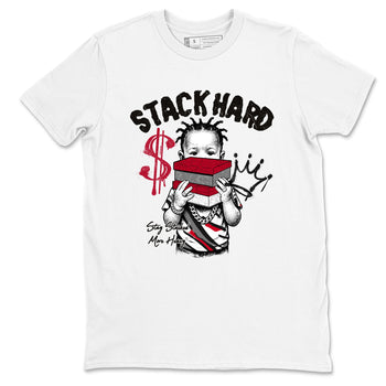 Sneaker match tees – Sneaker Tees To Match Air Jordan 8 Bunny Shoes Air Jordan 8 Bunny White and True Red – Stack Hard Tee White 2