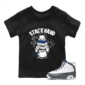 Sneaker match tees – Sneaker Tees To Match Air Jordan 9 Flint Grey Shoes – Stack Hard Kids T-Shirt Black 1