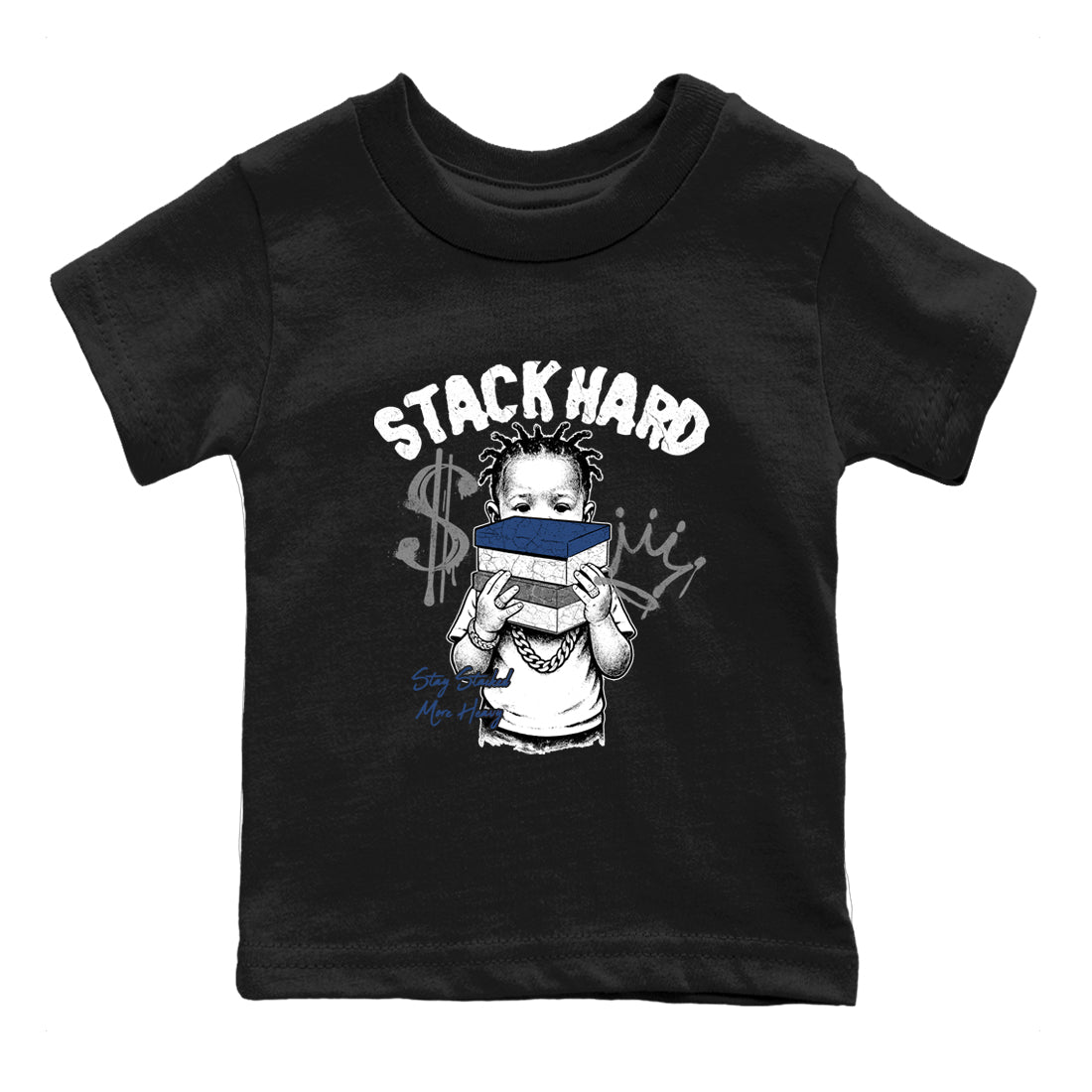 Sneaker match tees – Sneaker Tees To Match Air Jordan 9 Flint Grey Shoes – Stack Hard Kids T-Shirt Black 2