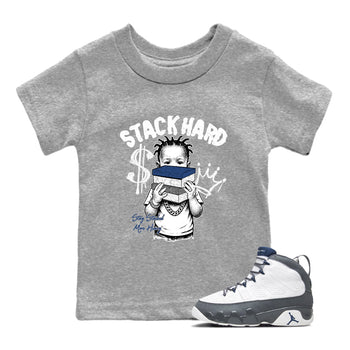 Sneaker match tees – Sneaker Tees To Match Air Jordan 9 Flint Grey Shoes – Stack Hard Kids T-Shirt Heather Grey 1