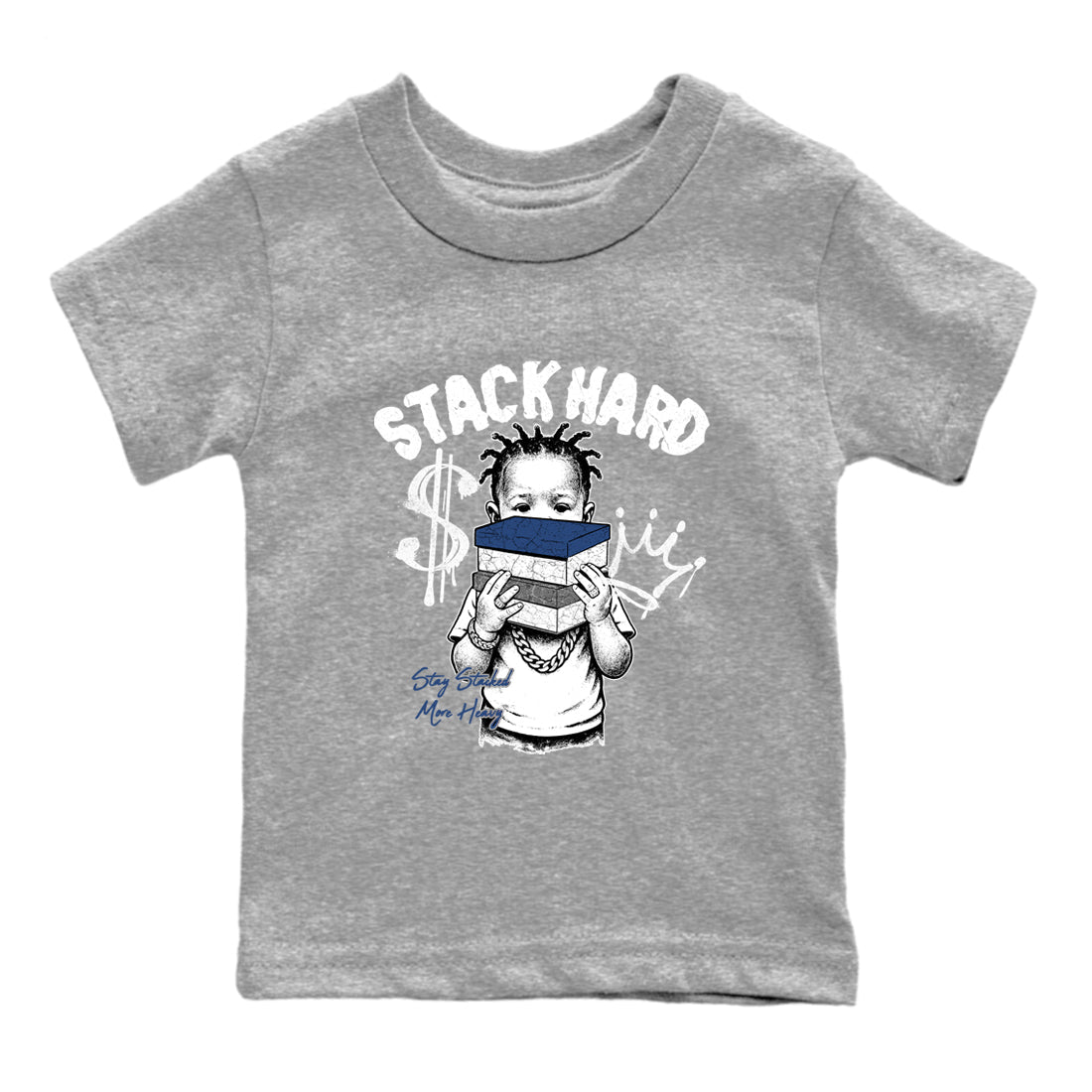Sneaker match tees – Sneaker Tees To Match Air Jordan 9 Flint Grey Shoes – Stack Hard Kids T-Shirt Heather Grey 2