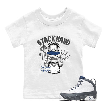 Sneaker match tees – Sneaker Tees To Match Air Jordan 9 Flint Grey Shoes – Stack Hard Kids T-Shirt White 1