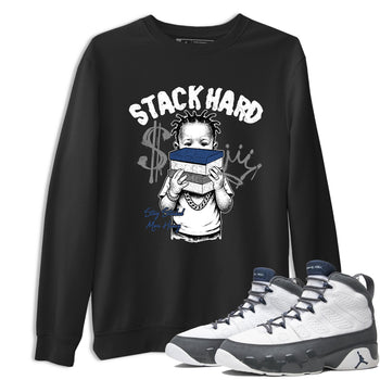 Sneaker match tees – Sneaker Tees To Match Air Jordan 9 Flint Grey Shoes – Stack Hard Tee Black 1