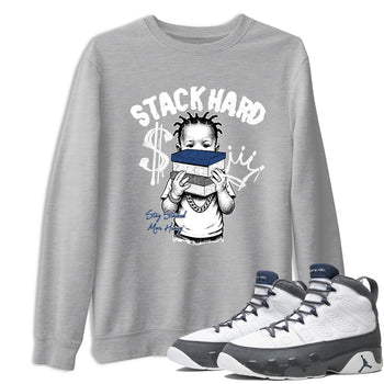 Sneaker match tees – Sneaker Tees To Match Air Jordan 9 Flint Grey Shoes – Stack Hard Tee Heather Grey 1