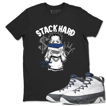Sneaker match tees – Sneaker Tees To Match Air Jordan 9 Flint Grey Shoes – Stack Hard Tee Black 1