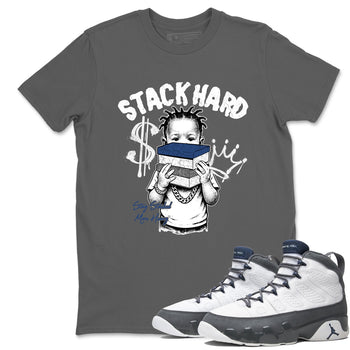 Sneaker match tees – Sneaker Tees To Match Air Jordan 9 Flint Grey Shoes – Stack Hard Tee Cool Grey 1