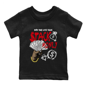 Sneaker match tees – Sneaker Tees To Match Air Jordan 1 Chicago Shoes – Stack Money Kids T-Shirt Black 2