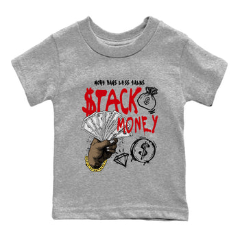 Sneaker match tees – Sneaker Tees To Match Air Jordan 1 Chicago Shoes – Stack Money Kids T-Shirt Heather Grey 2