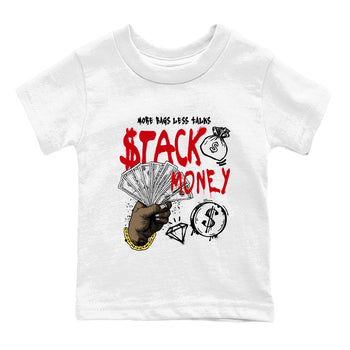 Sneaker match tees – Sneaker Tees To Match Air Jordan 1 Chicago Shoes – Stack Money Kids T-Shirt White 2