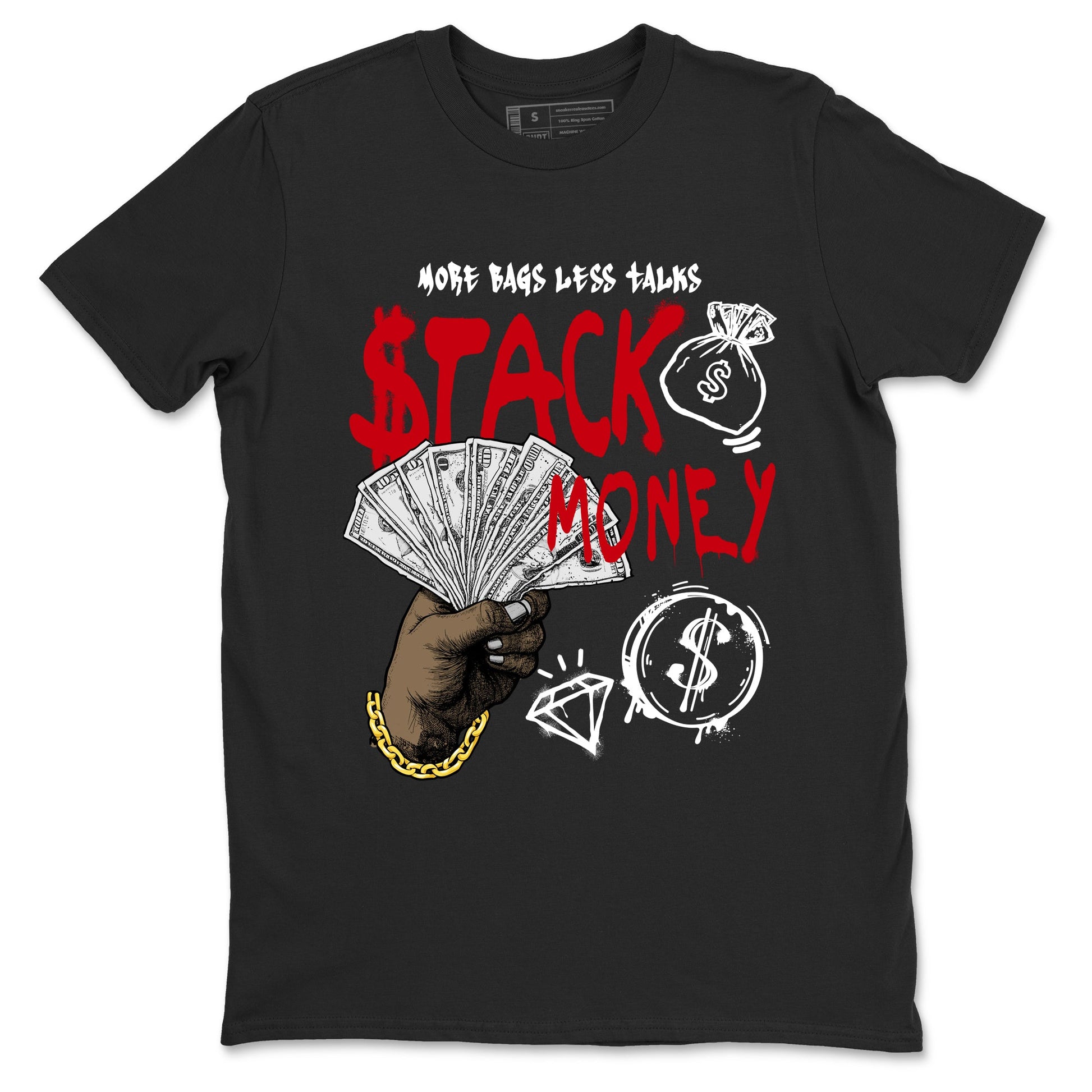 Sneaker match tees – Sneaker Tees To Match Air Jordan 1 Chicago Shoes – Stack Money Tee Black 2