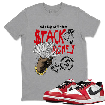 Sneaker match tees – Sneaker Tees To Match Air Jordan 1 Chicago Shoes – Stack Money Tee Heather Grey 1