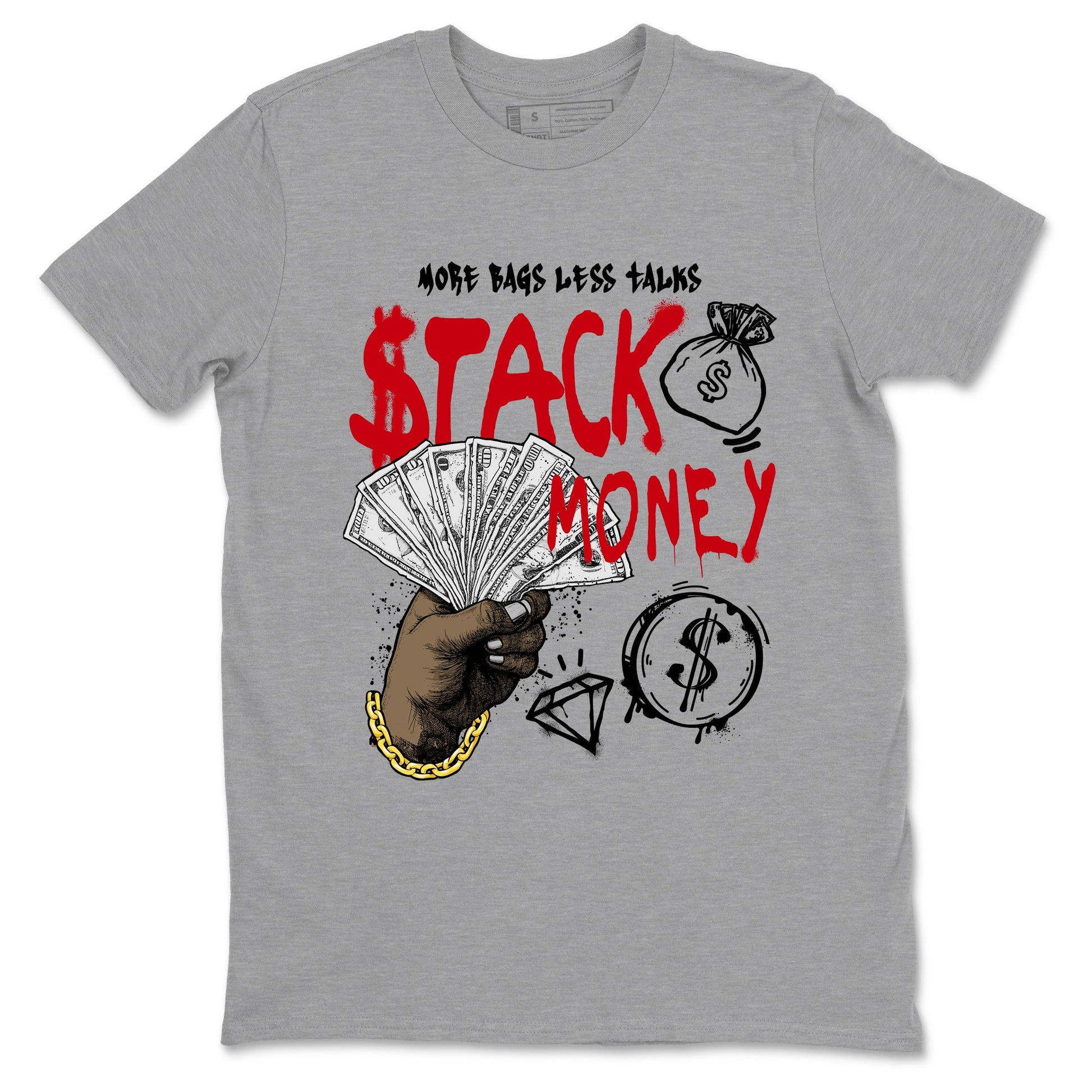 Sneaker match tees – Sneaker Tees To Match Air Jordan 1 Chicago Shoes – Stack Money Tee Heather Grey 2