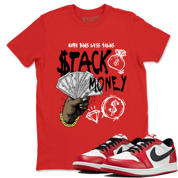 Sneaker match tees – Sneaker Tees To Match Air Jordan 1 Chicago Shoes – Stack Money Tee Red 1