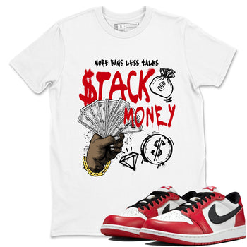 Sneaker match tees – Sneaker Tees To Match Air Jordan 1 Chicago Shoes – Stack Money Tee White 1