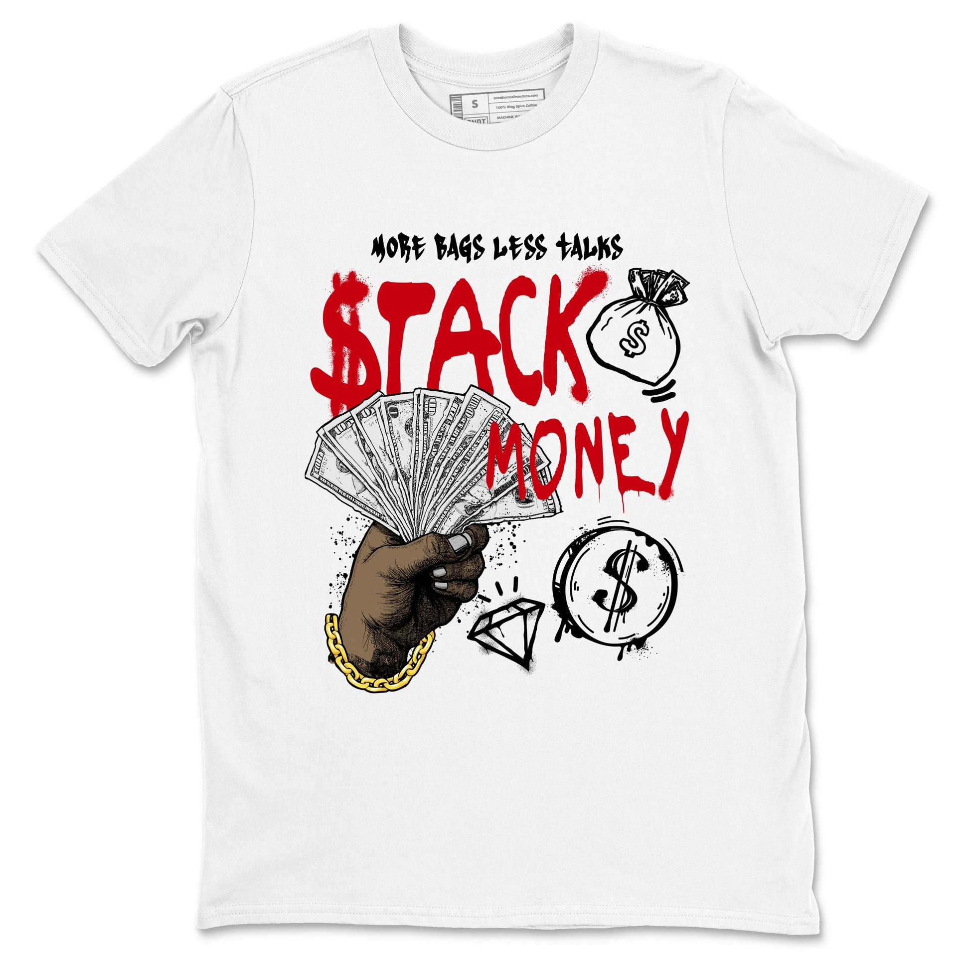 Sneaker match tees – Sneaker Tees To Match Air Jordan 1 Chicago Shoes – Stack Money Tee White 2