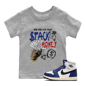 1s Rare Air shirts to match jordans Stack Money sneaker match tees Air Jordan 1 High OG Rare Air Deep Royal Blue match shoes to clothes SNRT Sneaker Tees Youth Baby Heather Grey 1 tee