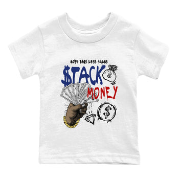 1s Rare Air shirts to match jordans Stack Money sneaker match tees Air Jordan 1 High OG Rare Air Deep Royal Blue match shoes to clothes SNRT Sneaker Tees Youth Baby White 2 tee