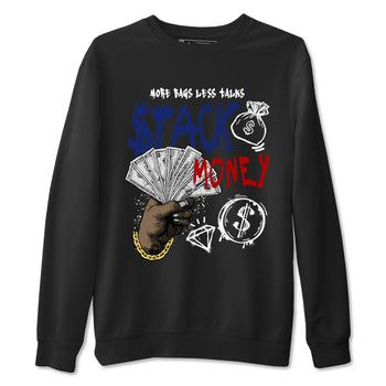 1s Rare Air shirts to match jordans Stack Money sneaker match tees Air Jordan 1 High OG Rare Air Deep Royal Blue match shoes to clothes SNRT Sneaker Tees unisex cotton Black 2 shirts
