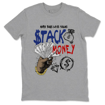 1s Rare Air shirts to match jordans Stack Money sneaker match tees Air Jordan 1 High OG Rare Air Deep Royal Blue match shoes to clothes SNRT Sneaker Tees unisex cotton Heather Grey 2 shirts