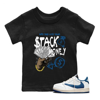 Sneaker Threads – Sneaker Threads To Match Air Jordan 1 Travis Scott Fragment Shoes – Stack Money Kids T-Shirt Black 1