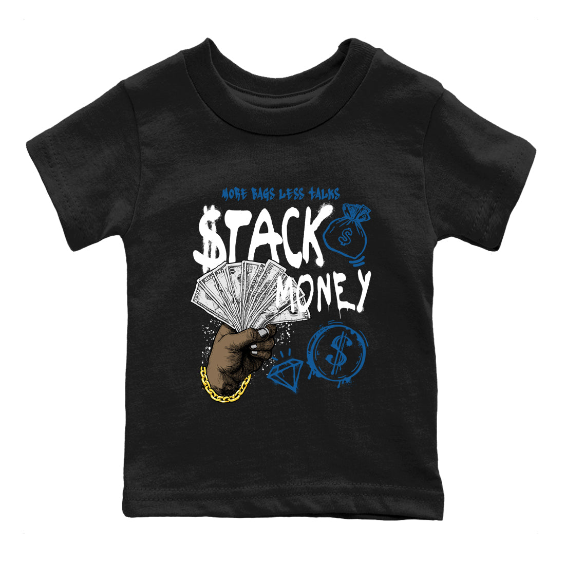 Sneaker Threads – Sneaker Threads To Match Air Jordan 1 Travis Scott Fragment Shoes – Stack Money Kids T-Shirt Black 2