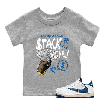 Sneaker Threads – Sneaker Threads To Match Air Jordan 1 Travis Scott Fragment Shoes – Stack Money Kids T-Shirt Heather Grey 1