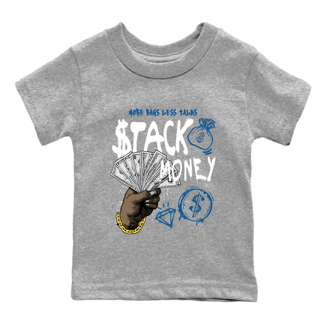 Sneaker Threads – Sneaker Threads To Match Air Jordan 1 Travis Scott Fragment Shoes – Stack Money Kids T-Shirt Heather Grey 2