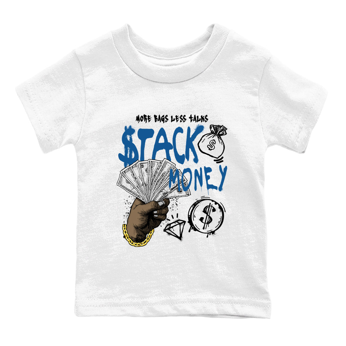 Sneaker Threads – Sneaker Threads To Match Air Jordan 1 Travis Scott Fragment Shoes – Stack Money Kids T-Shirt White 2
