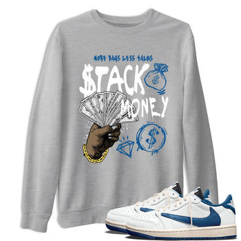 Sneaker Threads – Sneaker Threads To Match Air Jordan 1 Travis Scott Fragment Shoes – Stack Money Tee Heather Grey 1