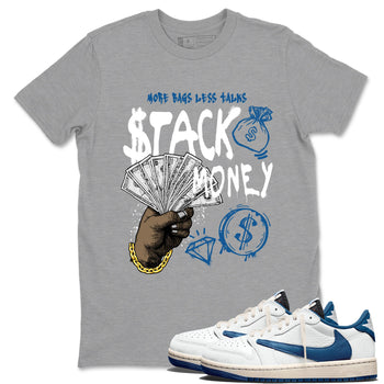 Sneaker Threads – Sneaker Threads To Match Air Jordan 1 Travis Scott Fragment Shoes – Stack Money Tee Heather Grey 1