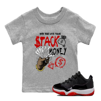 11s Bred shirts to match jordans Stack Money sneaker match tees Air Jordan 11 Retro Bred match shoes to clothes SNRT Sneaker Tees Youth Baby Heather Grey 1 tee