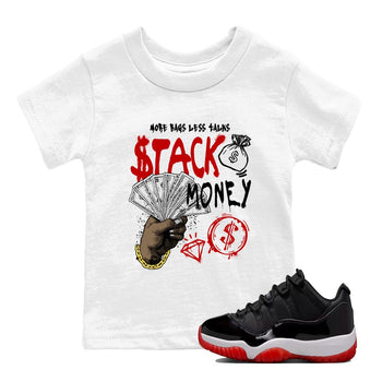 11s Bred shirts to match jordans Stack Money sneaker match tees Air Jordan 11 Retro Bred match shoes to clothes SNRT Sneaker Tees Youth Baby White 1 tee